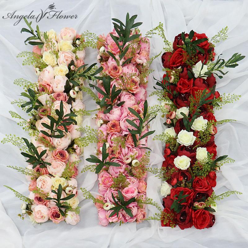 

Decorative Flowers & Wreaths 100CM Peony Wedding Arch Backdrop Flower Arrangement Silk Rose Hydrangea Artificial Row Window T Station Party