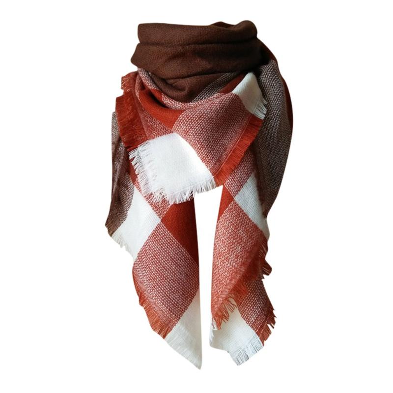 

2020 Winter Scarf Women Cashmere Plaid Warm Scarves Shawls Wrap Warm Double-Sided Female Foulard Echarpe Bandana #LR1