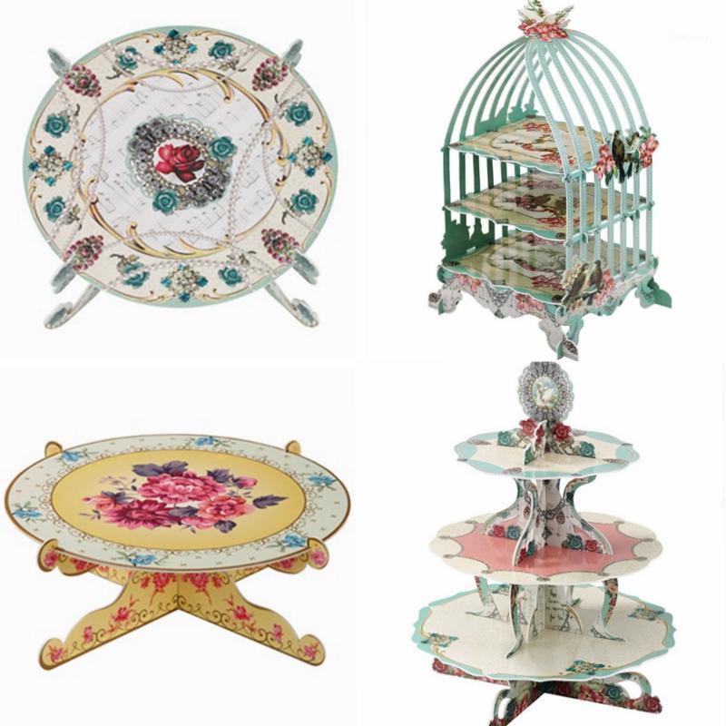 

High-end Flower Pattern Disposable Cake Dessert Stand Birthday Wedding Festival Decoration Dessert Tray Display Table Supplies1