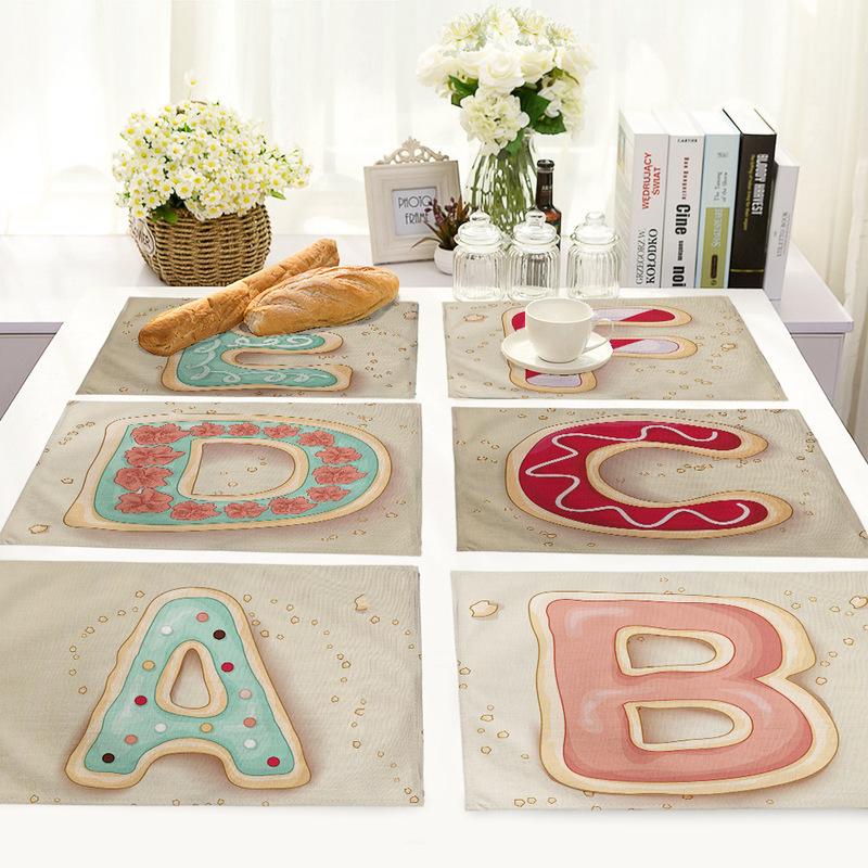 

Rectangle Letter Pattern Table Mats for Dining Table Linen Placemats for Kitchen Nordic Accessories Party Decorations