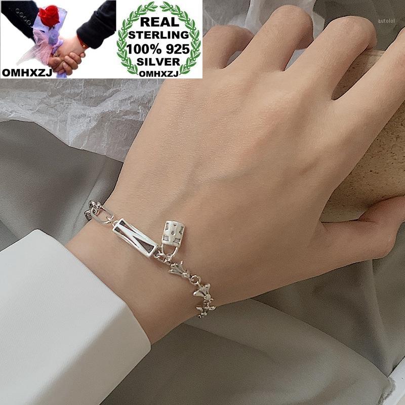 

OMHXZJ Wholesale HB61 European Fashion Hot Woman Birthday Party Gift Lock Geometric Link Chain 100% 925 Sterling Silver Bracelet1
