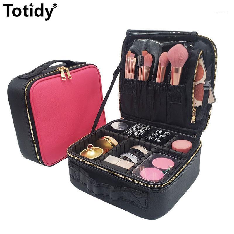 

Women Professional Metal Zipper Makeup Case 2021 Female Mini Brush Beauty Cosmetic Bag Women's Portable Travel Make Up Suitcase1, Black white pu