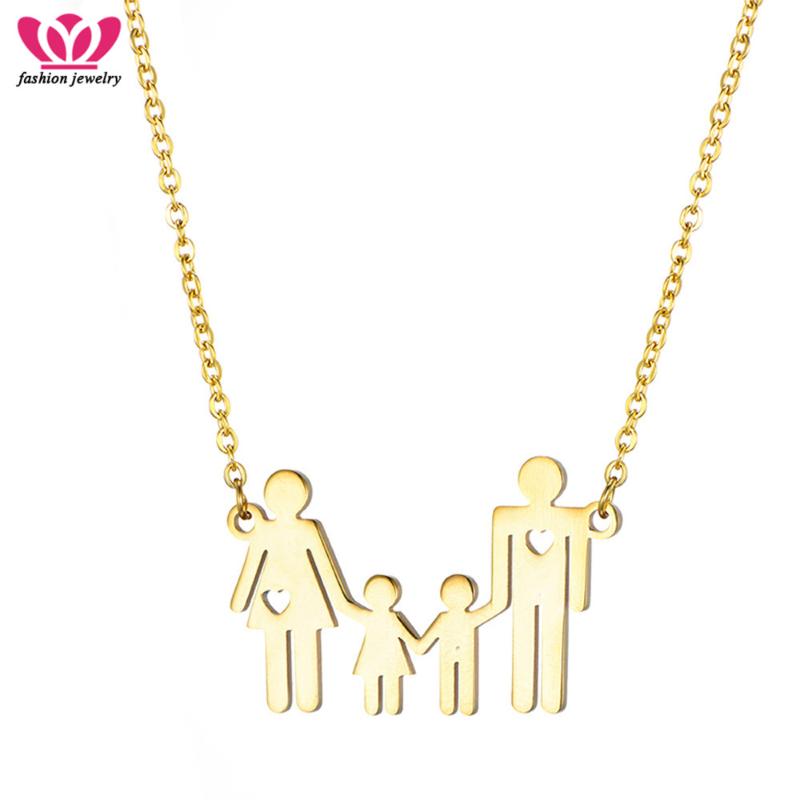 

Cute Family Stainless Steel Necklaces Love Boys Girls Kids Fashion Jewelry Gold Link Necklaces For Women Men Christmas Gifts