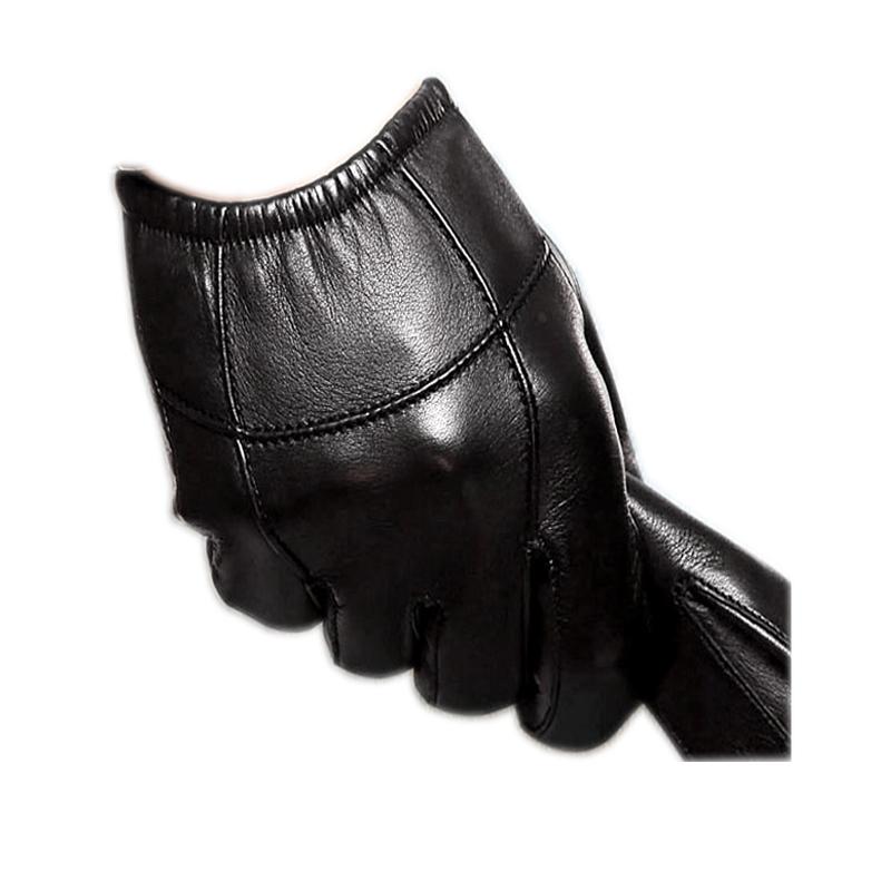 

Men's leather gloves thin section sheepskin short leather gloves winter touch screen warm driving glove mittens for man