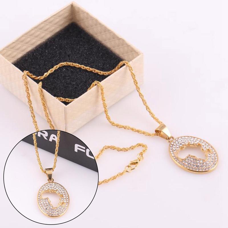 

Hip Hop Man Crystal Hollow Africa Map Pendant Necklace For Men Boys Gold Chain Jewelry Drop Shipping Pendant Necklace Gifts