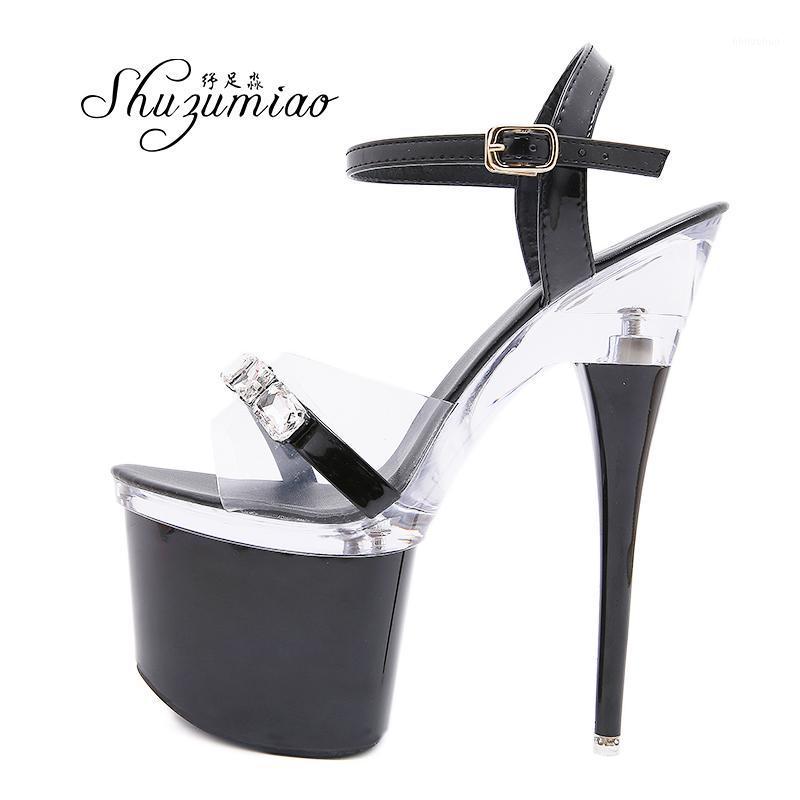 

Women Sandals Shoes Transparent Fairy Puple Dancing Striptease Female Shoes 2021 Model high-heeled 18CM Sandals Wedding1, Black