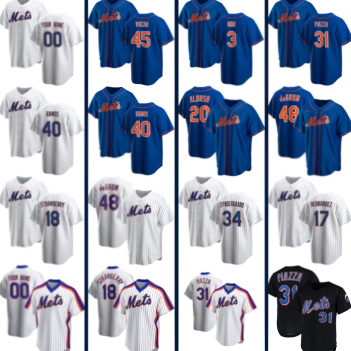 

TOM SEAVER 48 Jacob deGrom Jersey 20 Pete Alonso Darryl Strawberry Keith Hernandez CANO 13 Piazza Men Cespedes Baseball Jerseys, Blue;black