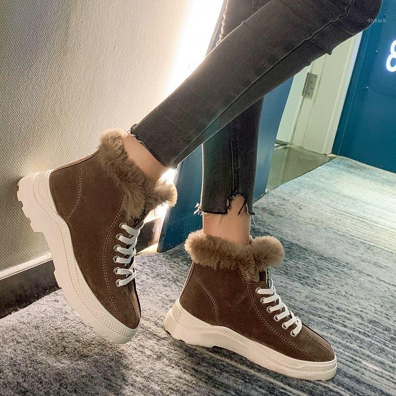 

Women Ankle Boots Winter Platform Plush Warm Round Toe Thick Bottom Flock Leisure Comfortable Women Snow Boots Botas Mujer1, Black