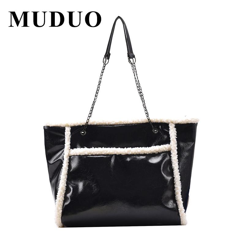 

Fashion Solid Color PU Leather Casual Designer Women's Tote Bags 2021 Autumn Winter High-capacity High Quality Lady Handle Bag, Black
