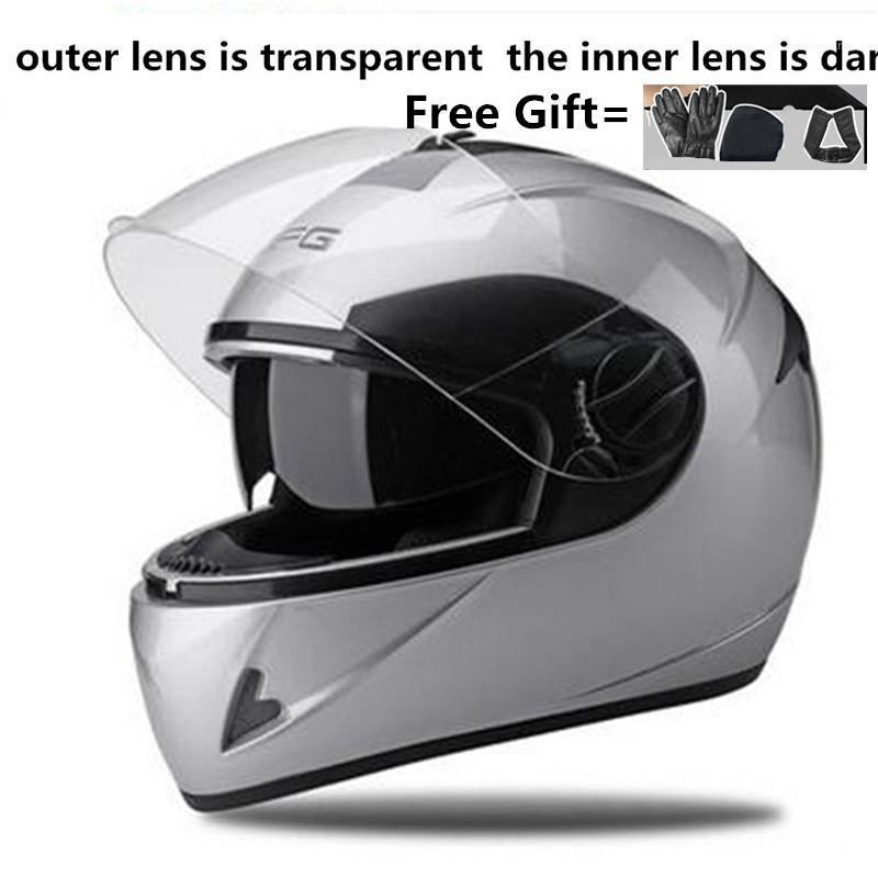 

Silver Color Full Face Helmet For Motorcycle Racing Helmet Motocross With Inner Sun Visor Dot Casco De Moto Capacetes1