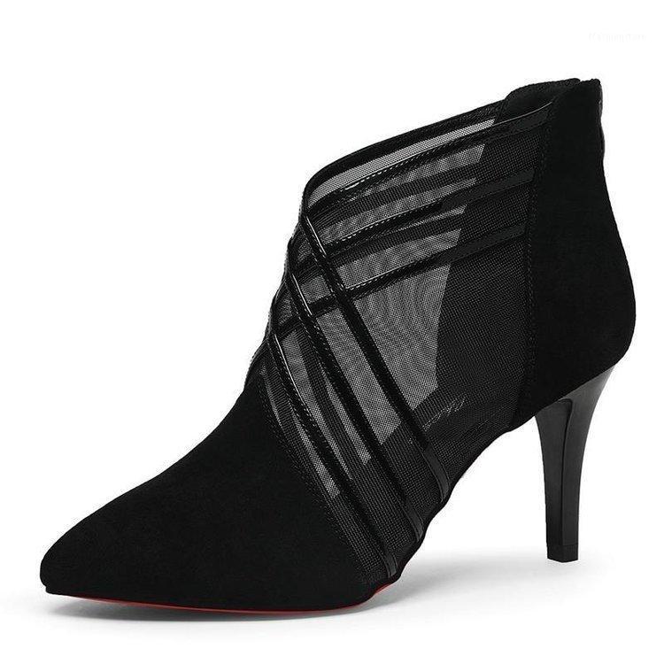 

Fashion Mesh Lace Crossed Stripe Women Ladies Casual Pointed Toe High Stilettos Heels Pumps Feminine Mujer Sandals Shoes rty61, Black