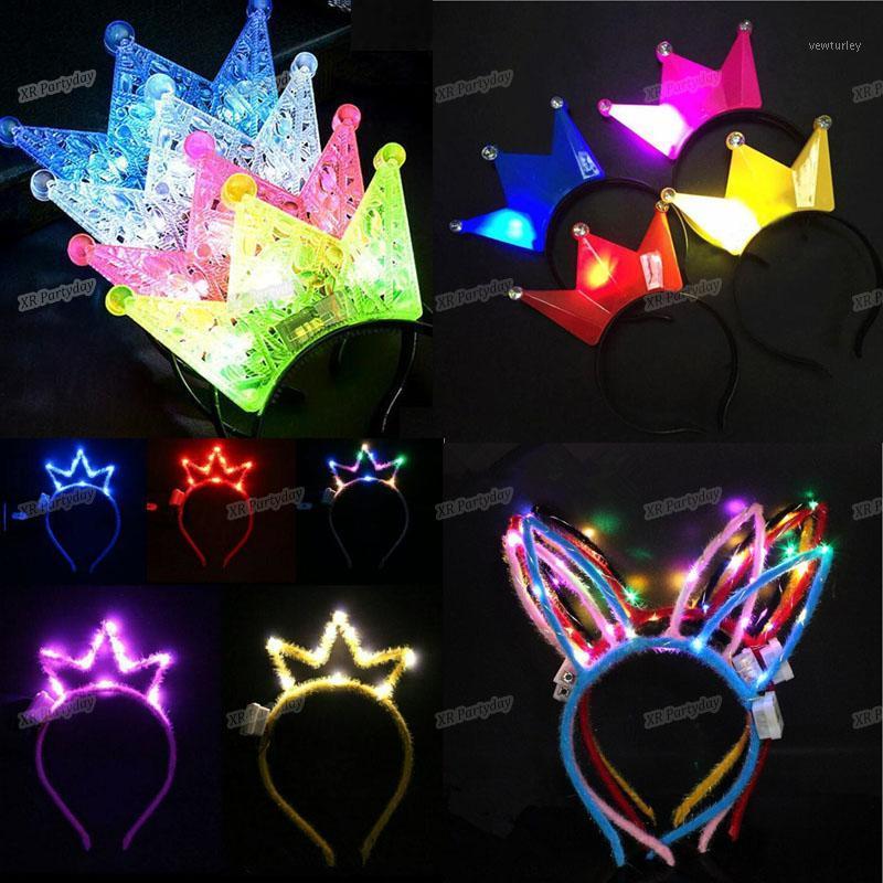 

Women Girl Princess Tiara Crown LED Flashing Headband Kids Adults Light Up hair Accessories Rave Glow Party Supplies 1PC1