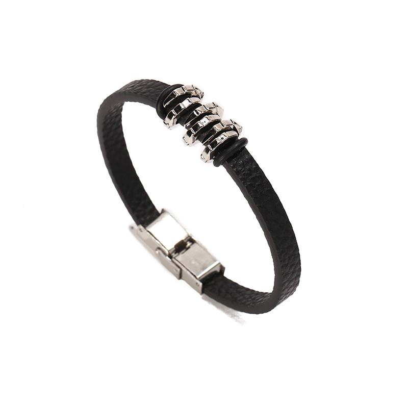 

JUNWEI Bracelet PU Leather Fashion Cool Simple Hand Line Adjustable Hip Hop Fashion Hand Jewelry