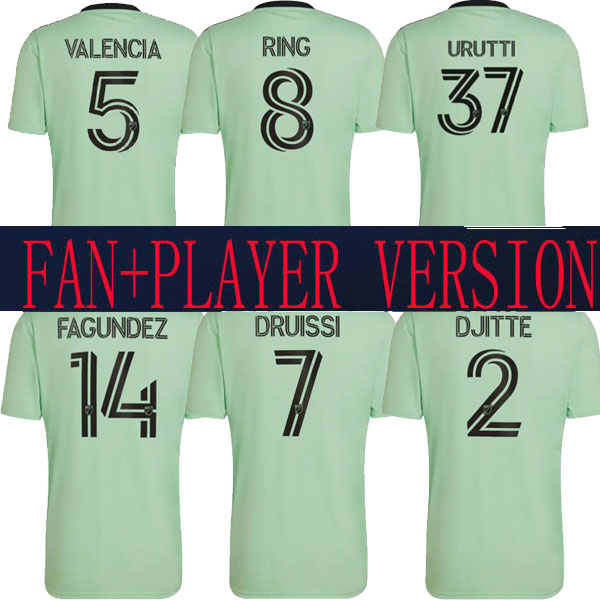 

2022 2023 MLS Austin FC SOCCER JERSEYs AWAY blue 22 23 Djitte Driussi Ring Cecilio Fagundez URUTTI football shirts uniform top thailand FANS PLAYER VERSION, Home