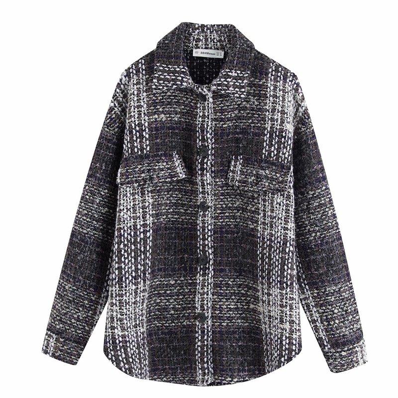 

New winter Bb75-9751 European and American fashion pattern tweed coat, See chart