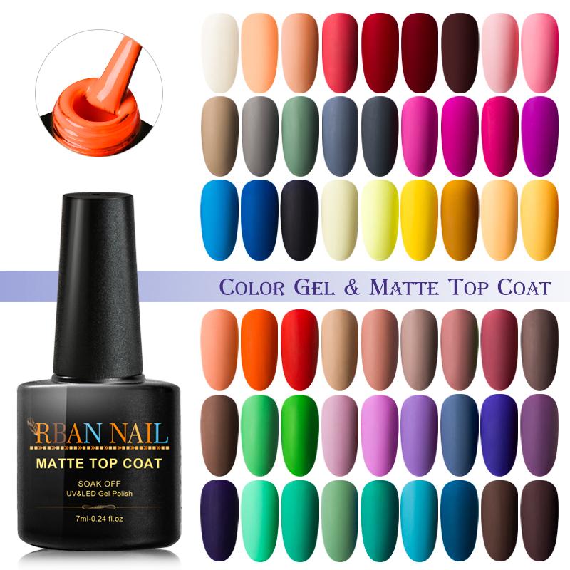 

RBAN NAIL 60 Colors Gel Nail Polish Matte Top Coat Semi Permanent Soak Off Long Lasting UV Gel Polish Art Varnish, S04072