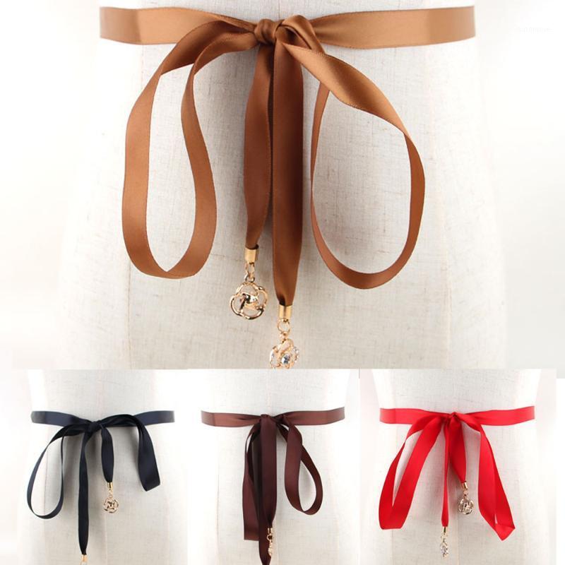 

Women Ladies Skinny Lace-up Bowknot Waist Belt Female Dress Decoration Thin Belt BLTLL03071, White