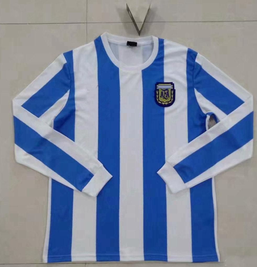 

THAILAND 1986 Argentina Long home retro classic vintage DIEGO MARADONA jersey Soccer jersey Camisa de futebol jersey Adult football Shirt, White
