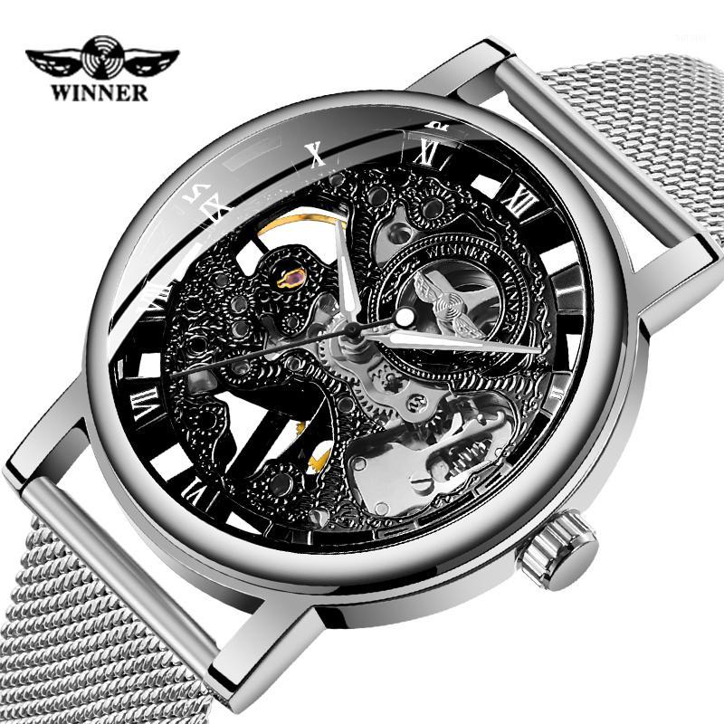 

WINNER Fashion Men Mechanical Watch Men Full steel Skeleton Hand wind Wristwatch business sport Male Clock Relogio Masculino1, Black