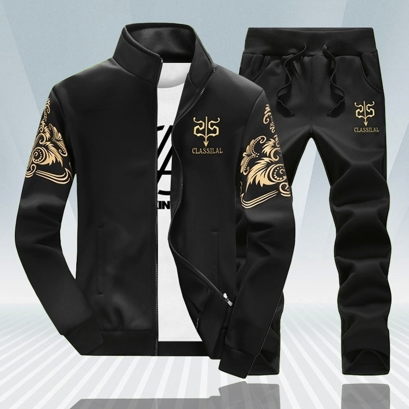 

Spring Autumn Tracksuit Set Men Fashion Clothes Sets Sweatsuits Male Zipper Sweatshirts +Sweatpants Mens Sporting Track Suits 201201, Q25 dark grey