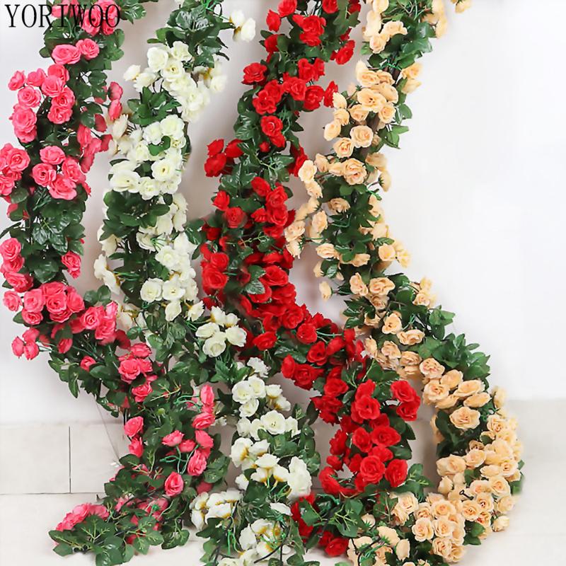 

YORIWOO 2.3M Roses Artificial Flowers For Decoration Home String Fake Flowers Vine Romantic Wedding Favors Wall Hanging Garland, Champagne 1pcs