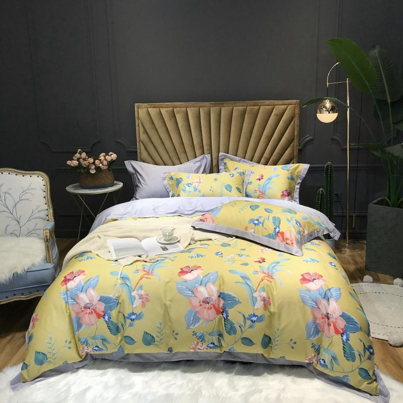

Soft 100% Egptian Cotton bedding set pastoral Sheets Girls  King Size Bedspread, As pic