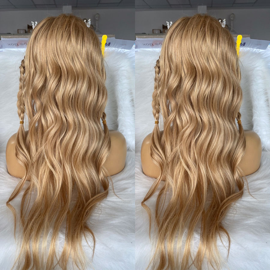 

QueenKing hair Lace Front Wig 13x4 180% Density Ombre Ash Blonde Wigs Silver Brazilian Remy hair Free Shipping Overnight, Honey blonde