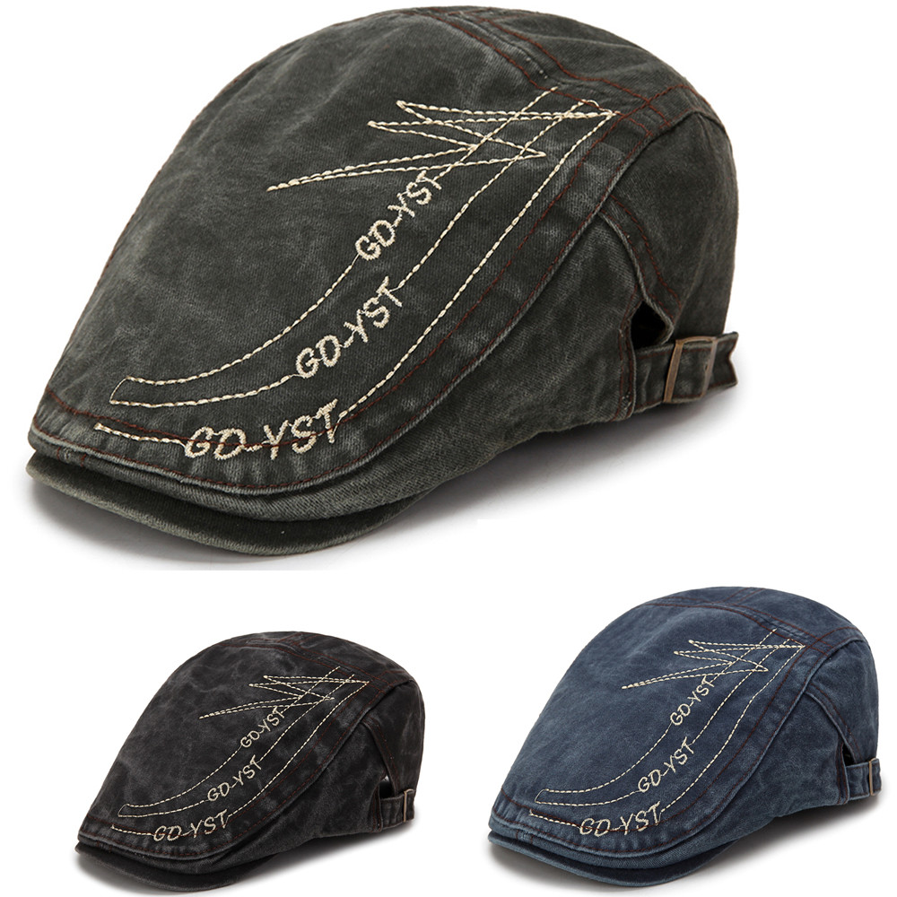 

Men's Cotton Retro Bere Cap Golf Driving Sun Tablet Newsboy Hat, Black