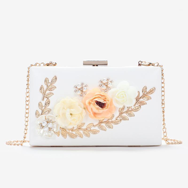 

New fashion flower banquet ladies clutch bag women mini shoulder messenger chain small square handbag girls flower PU wallet1, Color same as pictur