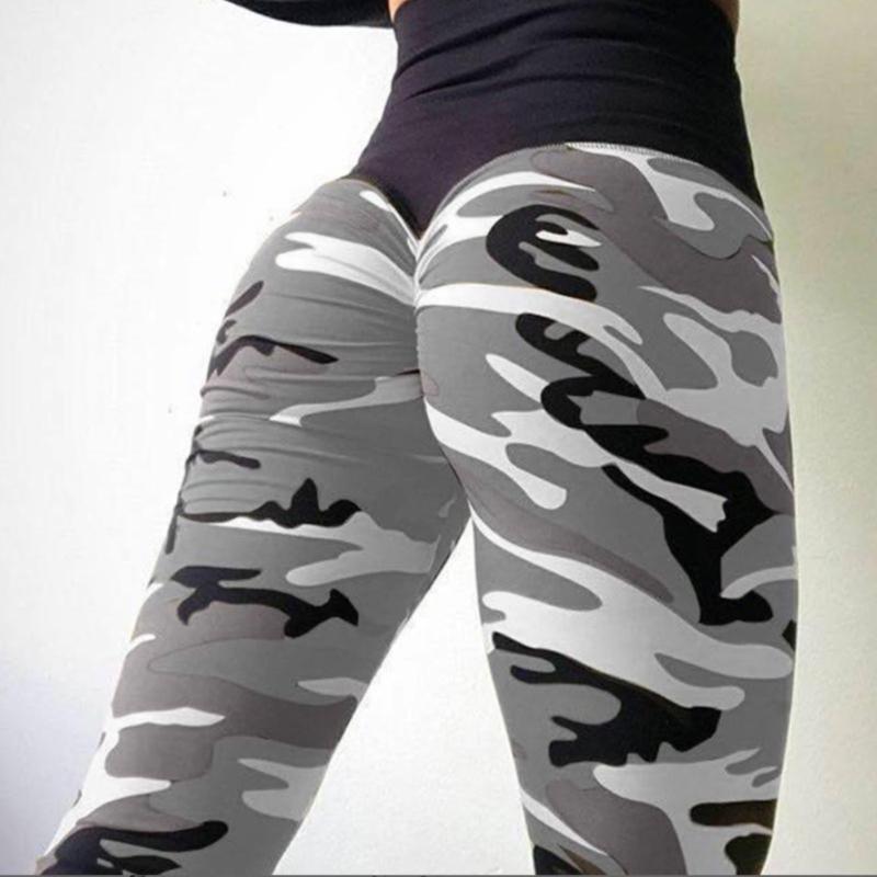 

Women's Camouflage Pants High Stretch Fitness Sports Slim Running Yoga Pants Ladies Tights Sportswear Sports, Grey