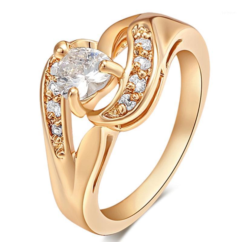 

Top Quality heart shape Cubic Zirconia Lovers Gold Color Wedding Ring Full Crystal Rings waves shape anillos Hot Selling Jewelry1