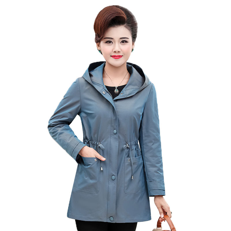 

Spring Middle-aged Plus Short Size with Hoodie Loose Female Jacket Fine Mother High Up R845 Oiig, Brown