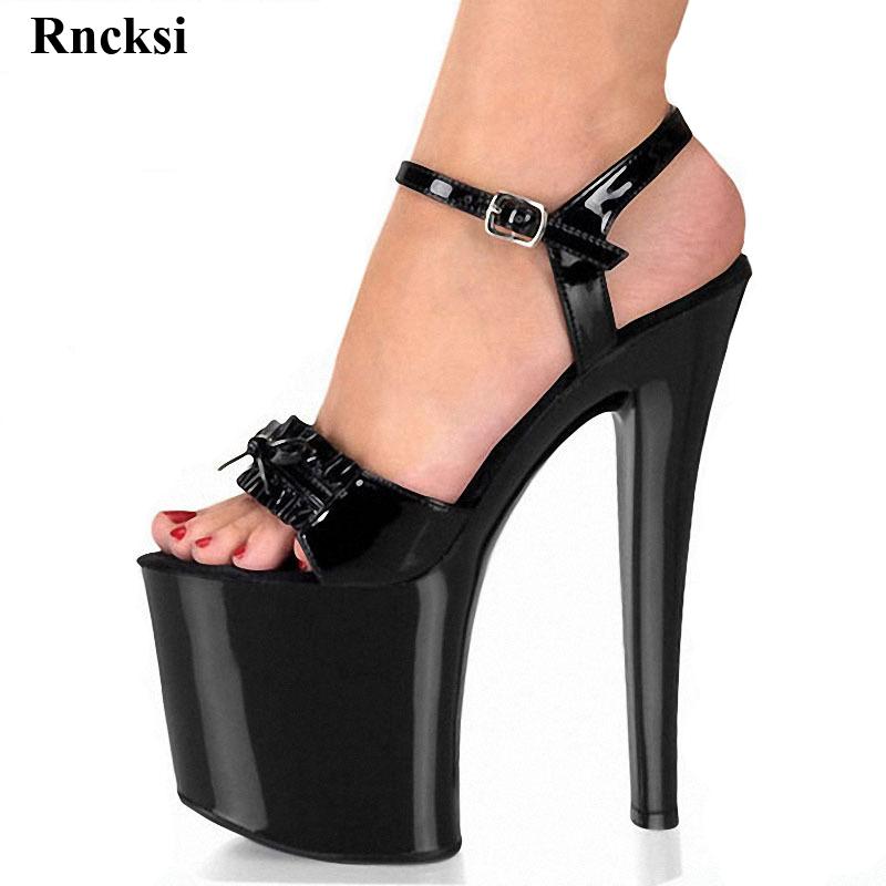 

Rncksi Women New Party Shoes Sexy platform 20cm ultra high heels Fashion sandals Night clubbing Girl's Pole Dance Sandals Shoes, Black
