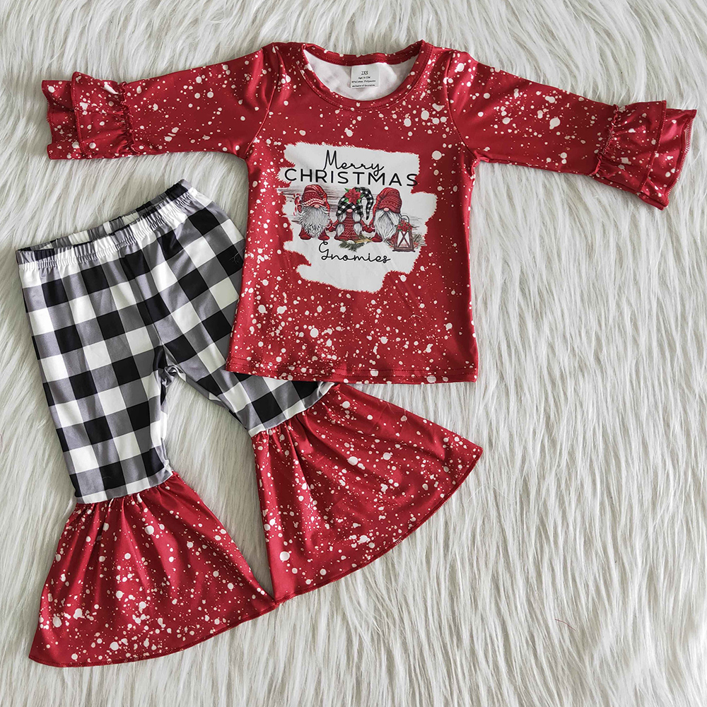 

Hot sale toddler baby girls clothes boutique Christmas outifts children clothing ruffle top fall winter kids designer clothes rts wholesale, Multi