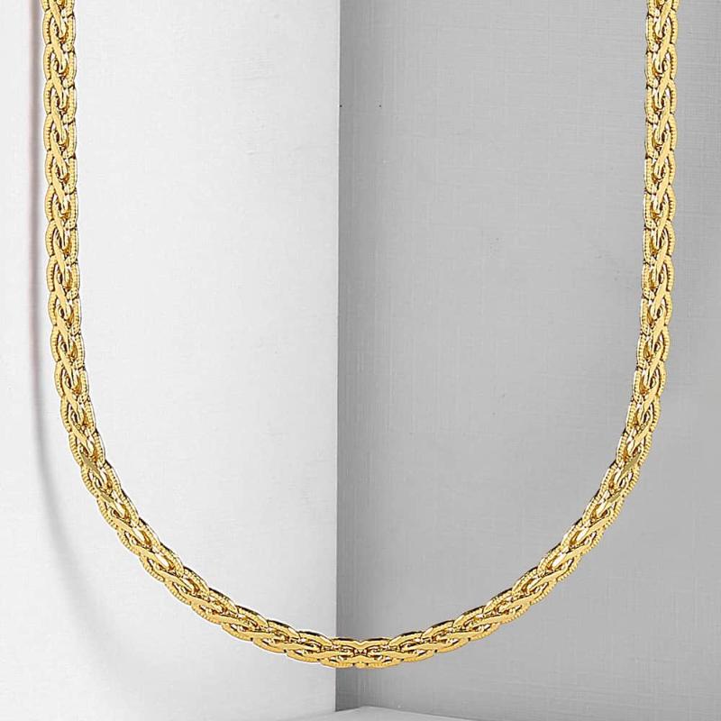 

5mm Mens Chain Womens Hammered Flat Braided Wheat Yellow Gold Filled GF Necklace GN319