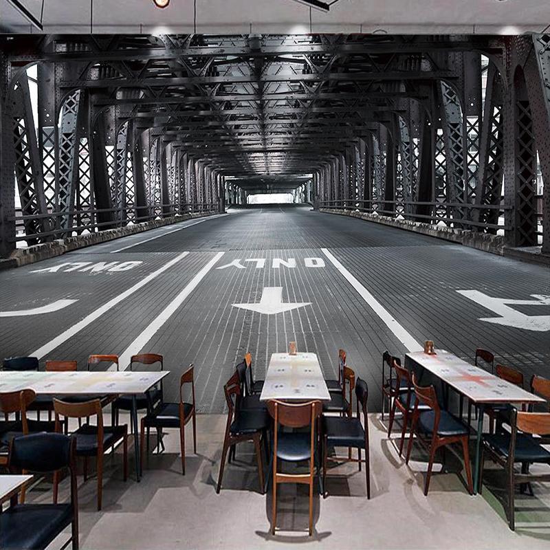 

Custom Photo Wallpaper 3D Stereoscopic Space Bridge Building Large Mural Retro Bar Restaurant Poster Decor Wall Painting Paper, As pic