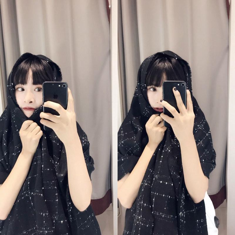 

Women's Korean style graceful plaid scarf autumn and winter Korean style all-match long cashmere-like shawl scarf women's winter