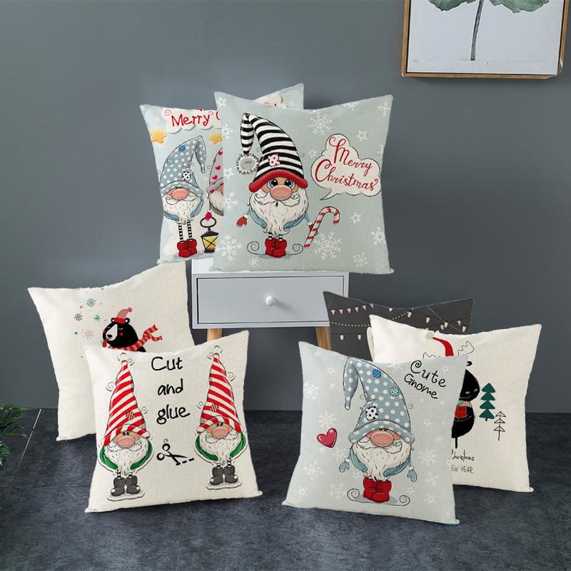 

Nanacoba Christmas Cushion Cover Linen Deer Printed Throw Pillows Case for Home Sofa Decorative Pillows Cover 45*45cm, Pc11454