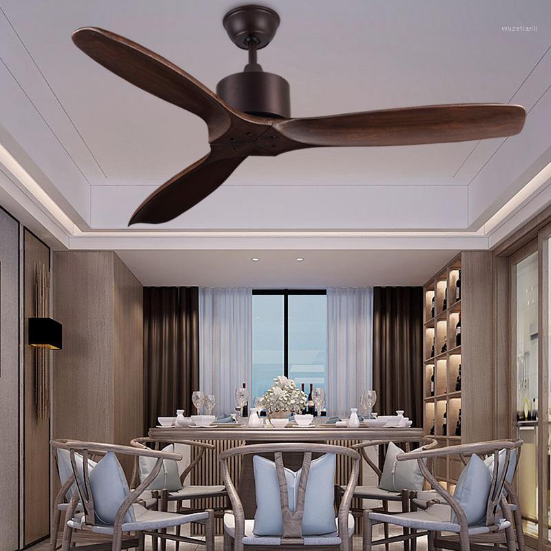 

52 Inch Ceiling Fan without Lamp with Remote Control Modern Indoor Solid Wood Roof Decorate fans for home1
