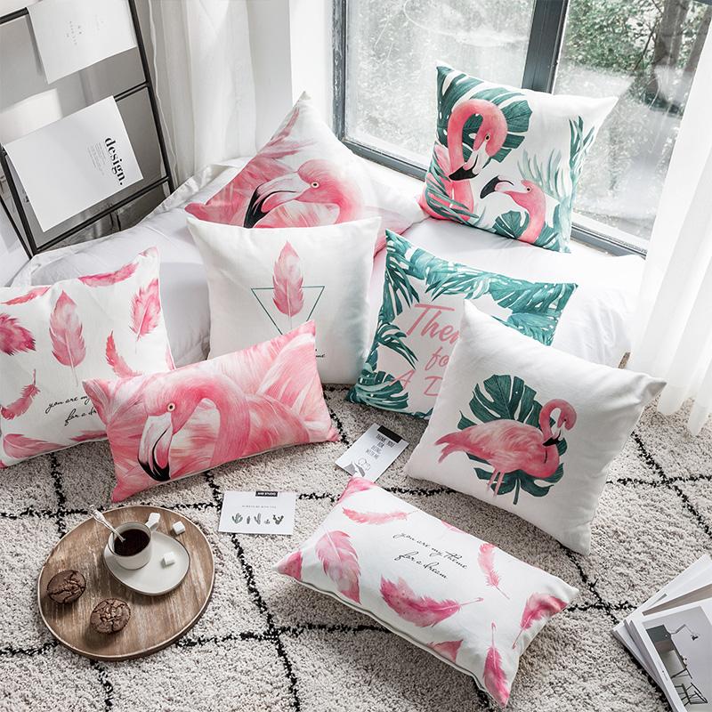 

Nordic Decoration Home Cushion Cover Pink Flamingo Kitchen Living Room Cushions Case Tropical Sofa Throw Pillows Covers Cases, T98-2