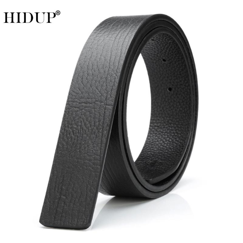 

HIDUP Men's Good Quality Design Cow Genuine Leather Belt Pin Slide Style Soft Belts Strap 3.3cm Wide Without Buckle 2020 LUWJ11, Black