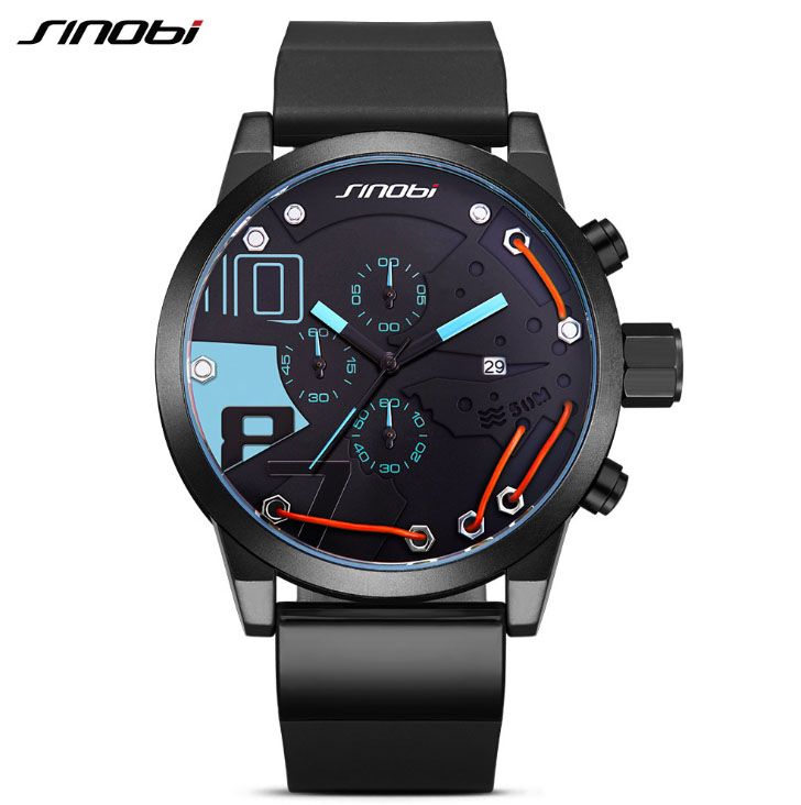 

32/5000 Time Nobi fashion waterproof men's watches personality sports watches foreign trade hot style watches cross-border manufacturers di, Black
