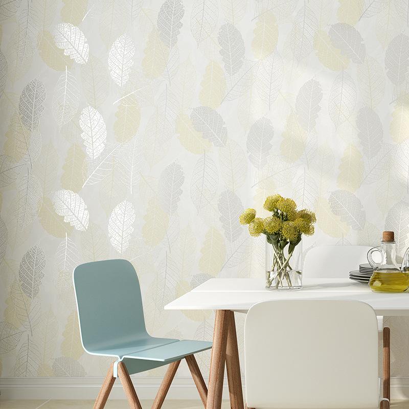

Simple and modern leaf non-woven abstract wallpaper Nordic bedroom living room full of walkways New Chinese leaf wallpaper, 0.53x10m2
