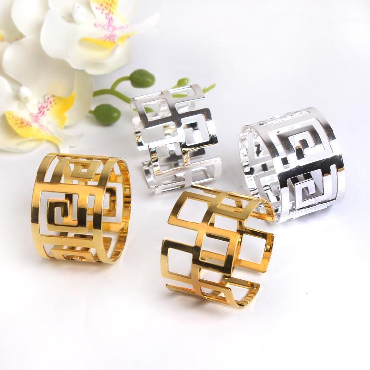 

10pcs/lot Hotel supplies tableware napkin ring napkin buckle hollow back pattern golden silver ring1