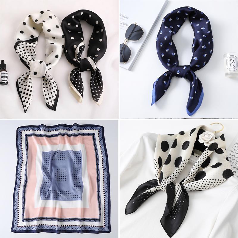 

Polka Dot Vrouwen Zijde Haar Sjaal Vierkante Hoofdband Foulard Lady Sjaals Wraps Print Office Hals SjaalsHoofddoekBandana