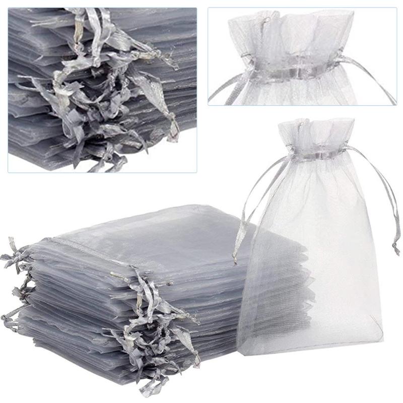 

100pcs/set Christmas Mesh Bundle Candy Pocket With Drawstring for Daily Small Item Transparent Gift Bag 10*12cm Drop Shopping