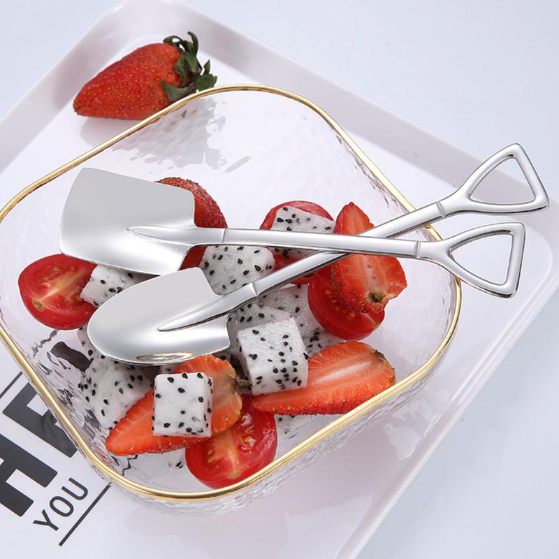 

Dessert Spoon Spade Head Design Stainless Steel Ice Cream Fruit Dessert Scoop Spoon