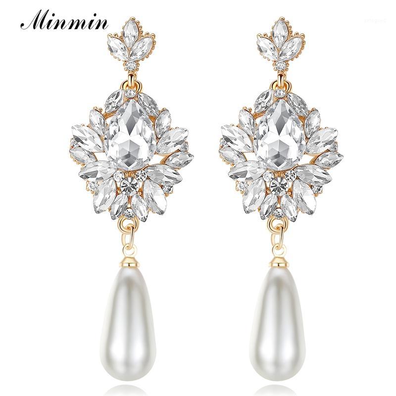 

Dangle & Chandelier Minmin Elegant Simulated Pearl Earrings For Women Big Teardrop Crystal Long 2021 Fashion Wedding Jewelry MEH10221