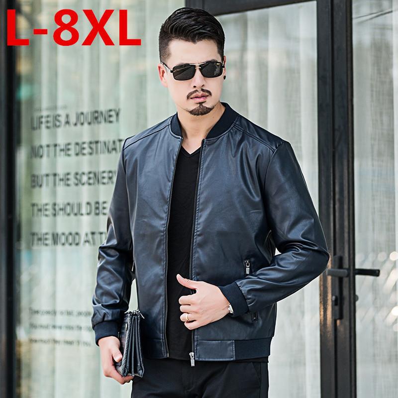 

8XL 7XL plus size Men Leather Jacket Genuine Real Sheep skin Brand Black Male Bomber Motorcycle Biker Man's Coat Autumn Spring