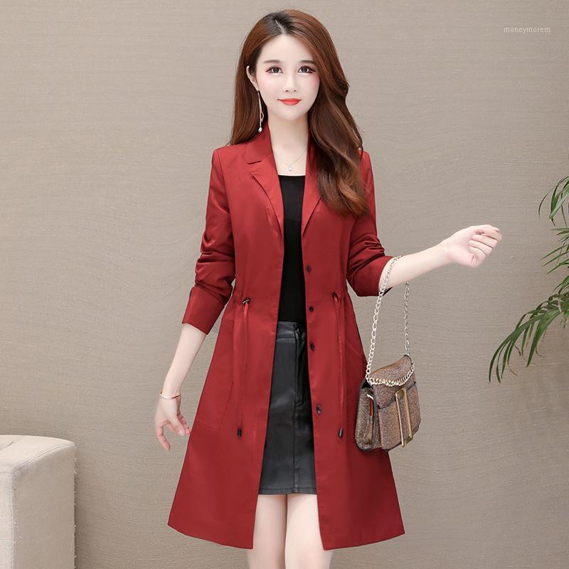 

outerwear women's 2020 spring new Korean version slim fit and splicing medium long large temperament top trend1, Khaki